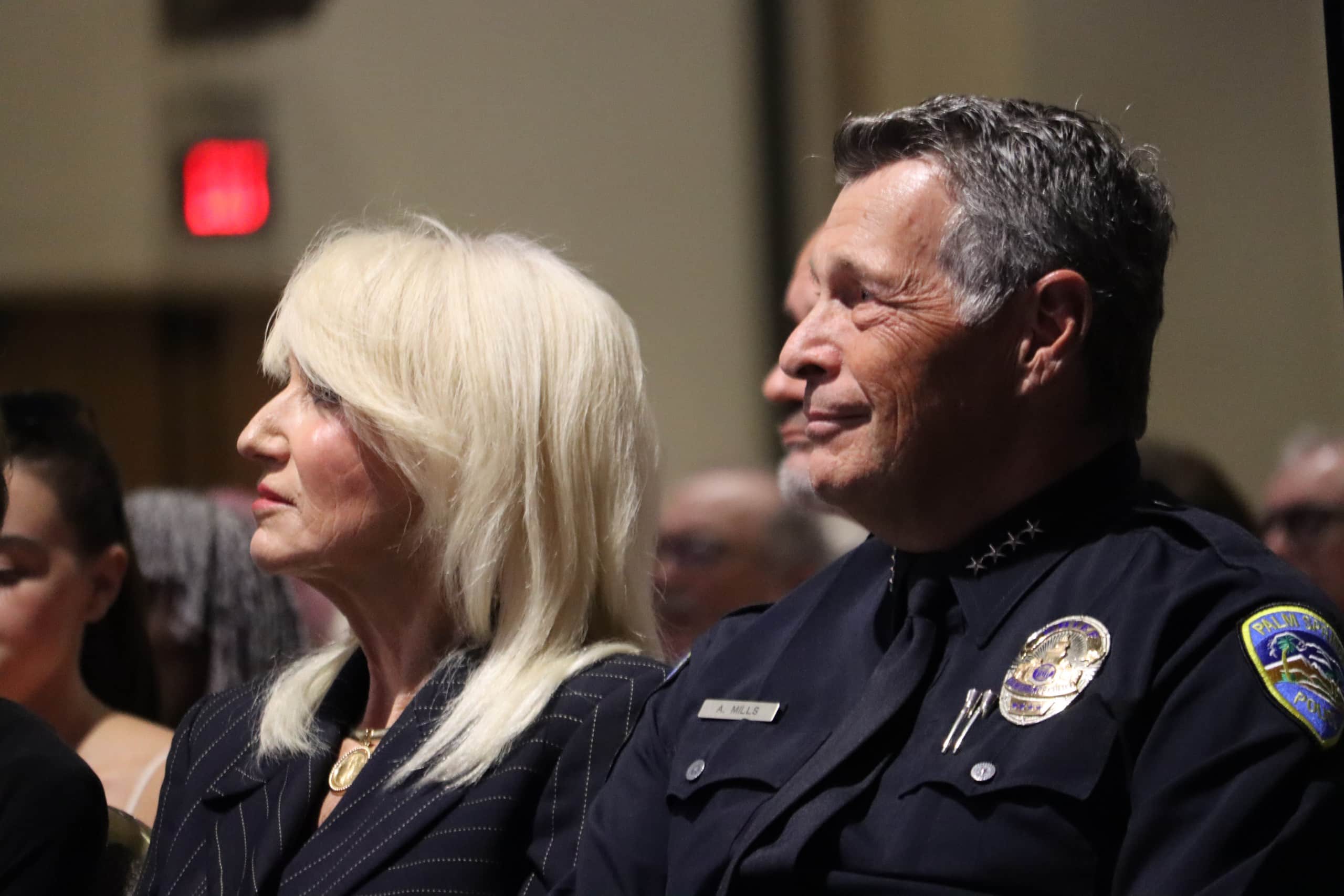 Palm Springs bids emotional farewell to Chief Andy Mills, honors wife Cathy as new chief steps in ⋆ The Palm Springs Post